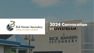 Rick Hansen Exterior with logo and "2024 Convocation"